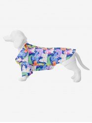 Pet's Colorful Cute Fluffy Dog Print Hawaii Button Shirt -  