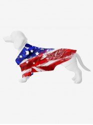 Pet's Painting Patriotic American Flag Print Button Shirt -  