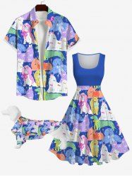 Colorful Cute Fluffy Dog Stars Print Dog And Owner Matching Outfits -  