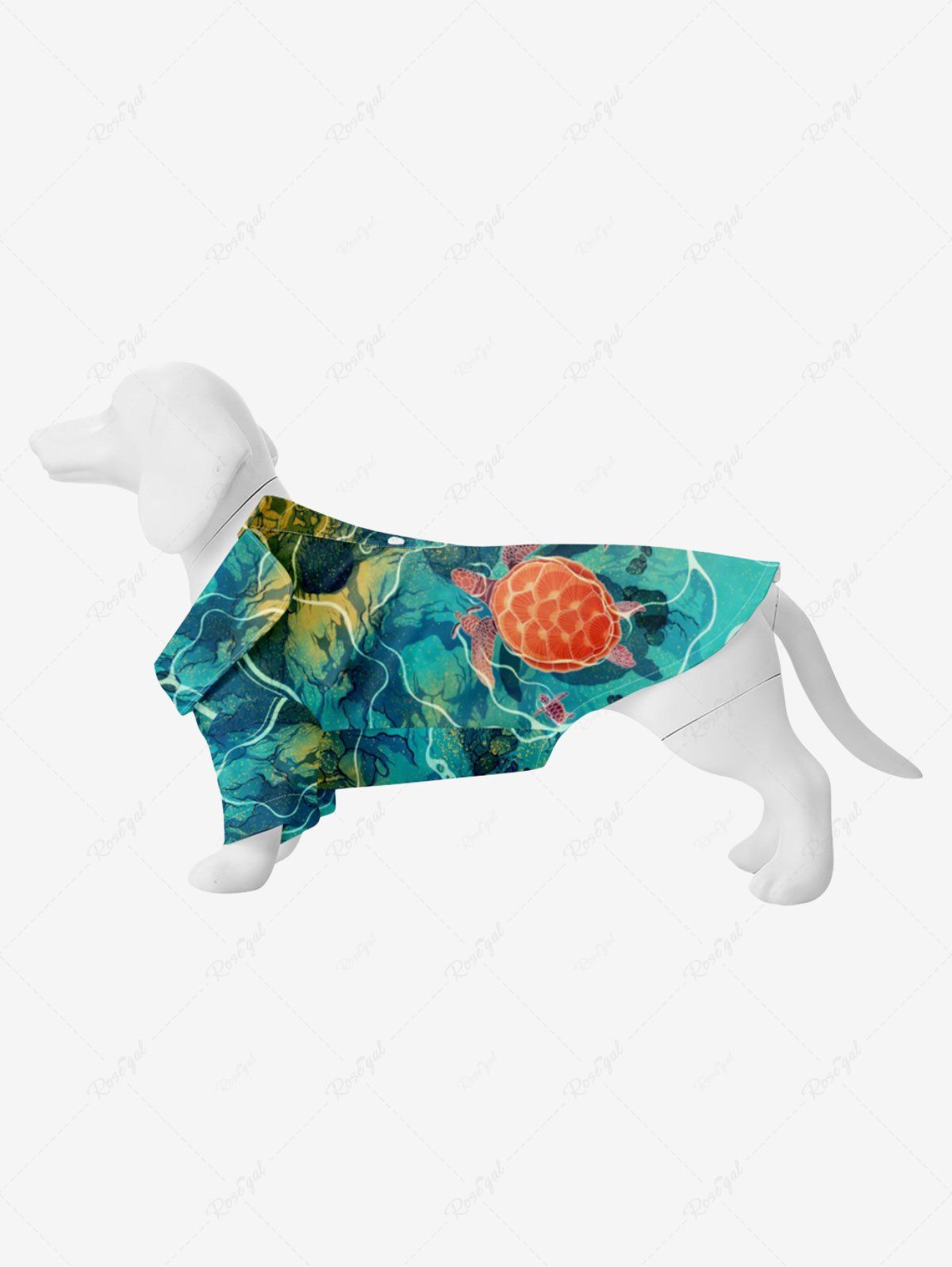 Hot Pet's Sea Creatures Turtle Sea Print Hawaii Shirt  