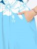Hibiscus Flowers Colorblock Print Plus Size Matching Hawaii Beach Outfit For Couples -  