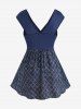 Plus Size Glitter Heart Buckle Twist Plaid Printed Ruched 2 in 1 Tank Top -  