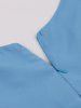 Pleated Panel Zipper Back Surplice Leaf Pattern Shoulder Tank Vintage Dress -  