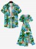 Plus Size Coconut Tree Starfish Sea Boat Print Pocket Hawaii Split Dress -  