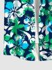 Plus Size Coconut Tree Hibiscus Flowers Paint Splatter Print Buttons Pocket Hawaii Shirt For Men -  