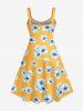 Plus Size Flowers Print Backless A Line Hawaii Dress -  