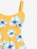 Plus Size Flowers Print Backless A Line Hawaii Dress -  