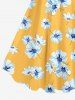 Plus Size Flowers Print Backless A Line Hawaii Dress -  