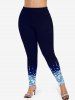 Plus Size Star Glitter Light Beam 3D Print Leggings -  