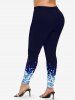 Plus Size Star Glitter Light Beam 3D Print Leggings -  