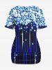 Plus Size Star Glitter Light Beam 3D Print Cowl Neck T-shirt -  