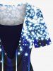 Plus Size Star Glitter Light Beam 3D Print Cowl Neck T-shirt -  
