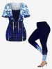 Plus Size Star Glitter Light Beam 3D Print Cowl Neck T-shirt -  