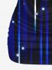 Plus Size Star Glitter Light Beam 3D Print Cowl Neck T-shirt -  