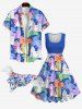 Pet's Colorful Cute Fluffy Dog Print Hawaii Button Shirt -  