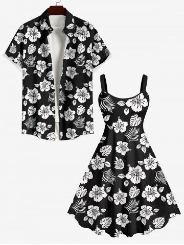 Plus Size Flower Coconut Leaves Print Hawaii Backless A Line Tank Dress
