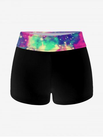 Plus Size Skull Glitter Print Boyshorts Tankini Swimsuit (Adjustable Shoulder Strap)