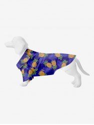 Pet's Pineapple Coconut Leaves Print Hawaii Button Shirt -  