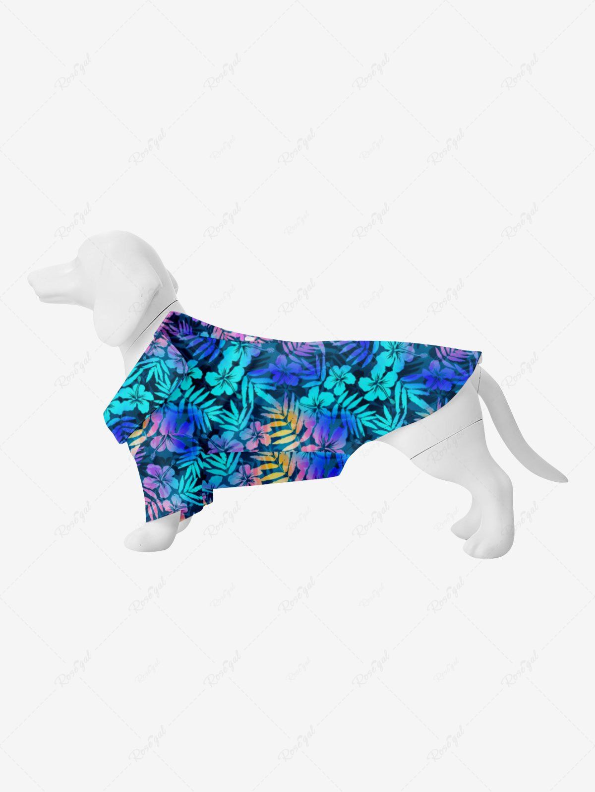 Trendy Pet's Colorful Ombre Coconut Leaves Floral Print Hawaii Button Shirt  