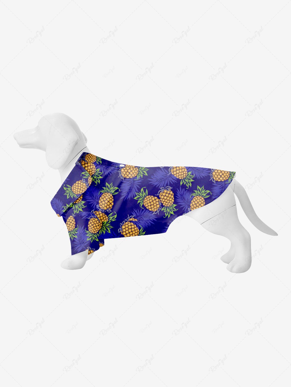 Sale Pet's Pineapple Coconut Leaves Print Hawaii Button Shirt  