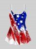 Fashion Painting Patriotic American Flag Print Boyleg Tankini Swimsuit (Adjustable Shoulder Strap) -  