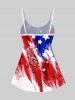 Fashion Painting Patriotic American Flag Print Boyleg Tankini Swimsuit (Adjustable Shoulder Strap) -  