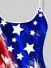 Fashion Painting Patriotic American Flag Print Boyleg Tankini Swimsuit (Adjustable Shoulder Strap) -  