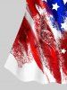 Fashion Painting Patriotic American Flag Print Boyleg Tankini Swimsuit (Adjustable Shoulder Strap) -  