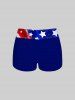 Painting American Flag Print Boyleg Tankini Swimsuit and Shirt Plus Size Matching Set For Couples -  