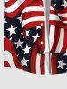 Plus Size Striped Ribbon Patriotic American Flag Print Button Pocket Shirt For Men -  