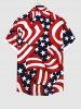 Chemise à Imprimé Drapeau Américain à Rayures avec Poches et Boutons Grande-Taille pour Hommes - Multi-A 3XL