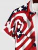 Chemise à Imprimé Drapeau Américain à Rayures avec Poches et Boutons Grande-Taille pour Hommes - Multi-A 3XL