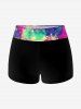Maillot de Bain Tankini Short de Grande Taille Imprimé de Crâne et Paillettes à Col Montant - Noir 2X