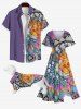 Pet's Sun Moon Ombre Vintage Floral Print Button Shirt -  