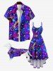 Pet's Colorful Musical Instruments Guitar Stars Print Button Shirt -  