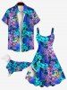Pet's Colorful Ombre Coconut Leaves Floral Print Hawaii Button Shirt -  