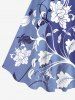 Plus Size Flowers Leaf Curve Colorblock Print Hawaii Tank Dress -  