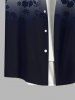 Plus Size Hibiscus Flowers Leaf Ombre Colorblock Print Buttons Pocket Hawaii Shirt For Men -  