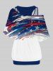 Plus Size Racerback Tank Top and Patriotic American Flag Print Oblique Shoulder T-shirt -  