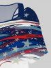Plus Size Racerback Tank Top and Patriotic American Flag Print Oblique Shoulder T-shirt -  