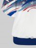 Plus Size Racerback Tank Top and Patriotic American Flag Print Oblique Shoulder T-shirt -  