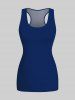 Plus Size Racerback Tank Top and Patriotic American Flag Print Oblique Shoulder T-shirt -  