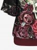 Plus Size Solid Racerback Tank Top and Skulls Painting Flower Print T-shirt Set -  