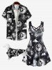 Pet's Galaxy Sun Moon Star Eyes Skulls Print Shirt -  