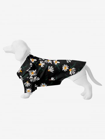 Pet's Daisy Flower Leaf Print Hawaii Shirt - BLACK - 2XL
