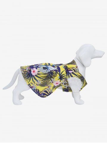 Pet's Tropical Leaf Flowers Print Lace Trim Hawaii Top - MULTI-F - 2XL