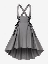 Crisscross Strap Lace Up High Low Vintage Suspender Skirt -  