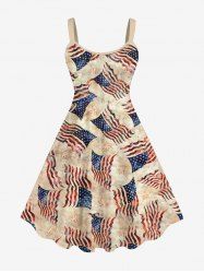 Plus Size Patriotic American Flag Star Print Tank Dress -  
