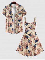 Patriotic American Flag Star Print Plus Size Matching Outfit For Couples -  