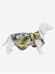 Pet's Tropical Leaf Flowers Print Lace Trim Hawaii Top -  